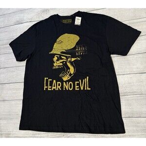 Kick Brass Fear No Evil  T-Shirt Screaming  Skull  Military Helmet & Ammo XL NWT